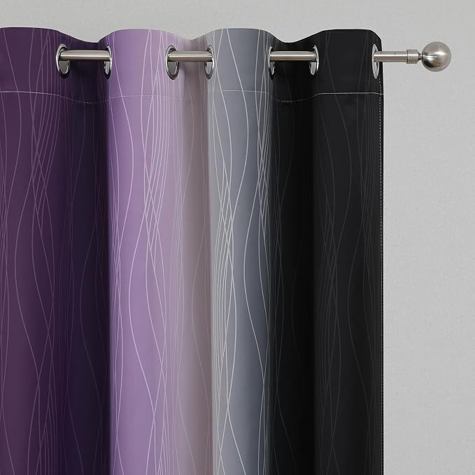 Black and Purple Ombre Blackout Curtains 102 Inch Length | Room Darkening - Image 4