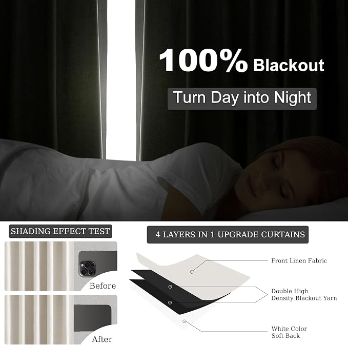 Extra Wide Total Blackout 96 Inch Curtains 70 Inches Wide - Image 5
