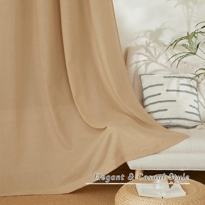 NICETOWN Linen Flax Semi Sheer Curtains 94" Length, Grommet Window Treatments - Image 6
