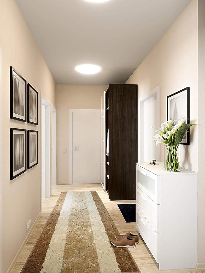 Custom Length Hallway Runner Rug, Slip Resistant, Trellis Beige, 26 Inch X 18 - Image 3