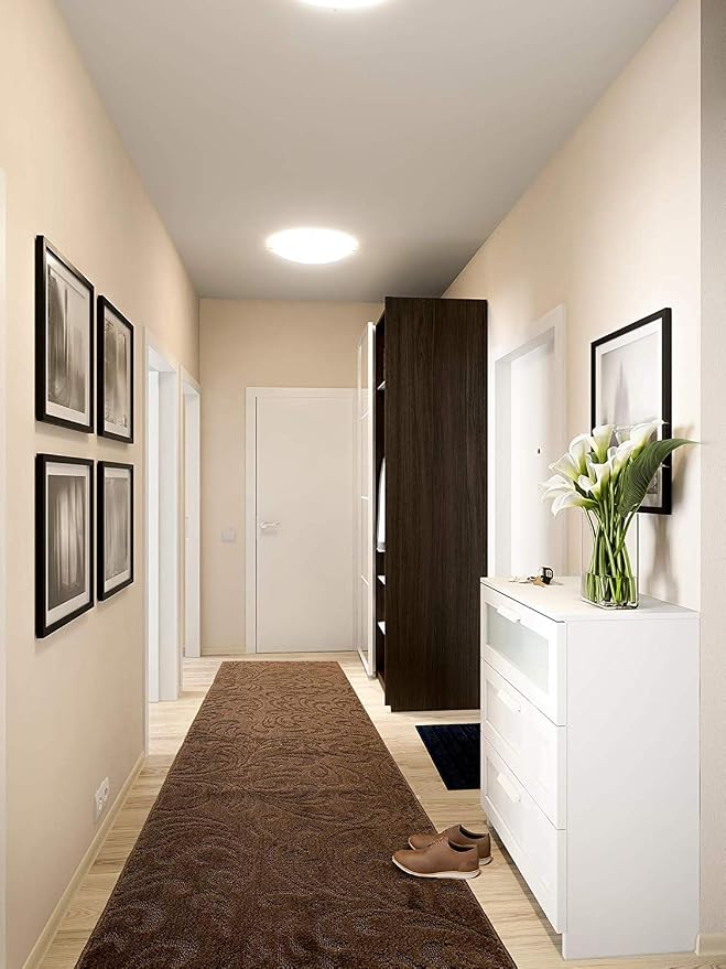 Custom Length Hallway Runner Rug, Slip Resistant, Floral Brown, 26 Inch X 24 - Image 3