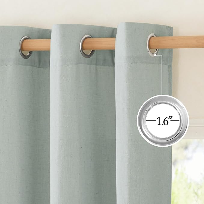 NICETOWN Linen Flax Semi Sheer Curtains 94" Length, Grommet Window Treatments - Image 3