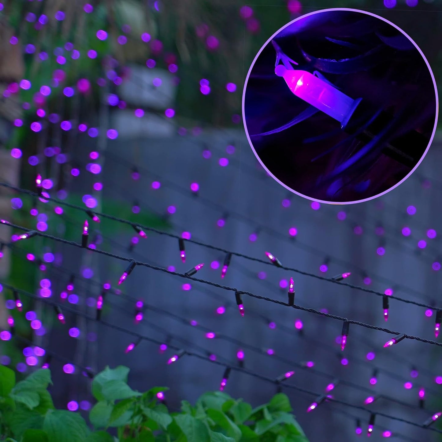 WATERGLIDE 50 LED Outdoor Halloween Lights, 16 FT Mini String Light with 8 Modes, Waterproof Battery Operated Tree Lights for Indoor Outdoor Patio Garden Party Wedding Decoration, Purple