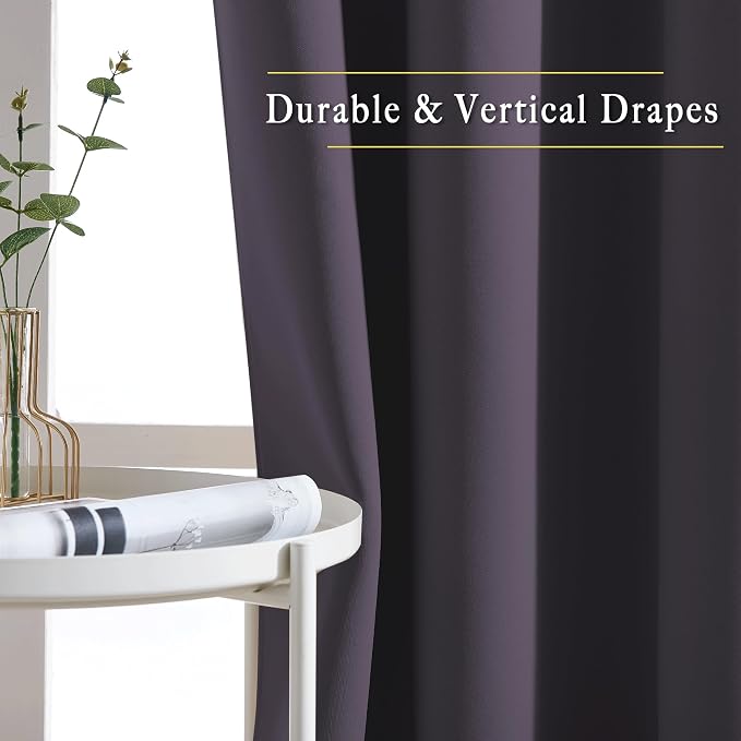 NICETOWN Greyish Purple Blackout Curtains 90 inches Long, Grommet Thermal - Image 5