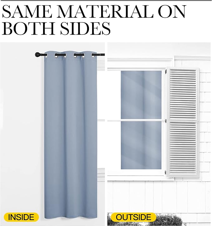 NICETOWN Vintage Blue Blackout Curtains 45 inches Length - Image 6