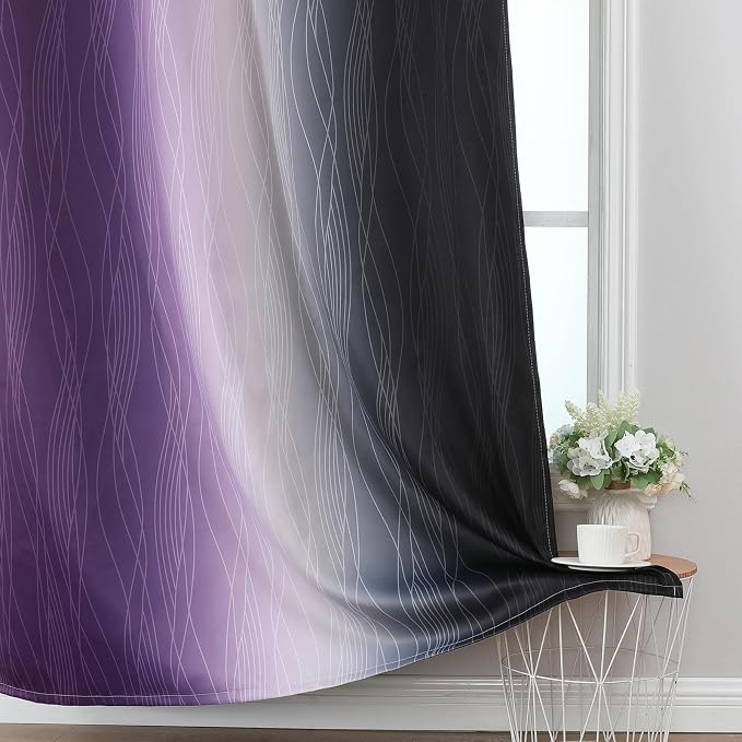 Black and Purple Ombre Blackout Curtains 84 Inch Length | Room Darkening - Image 6