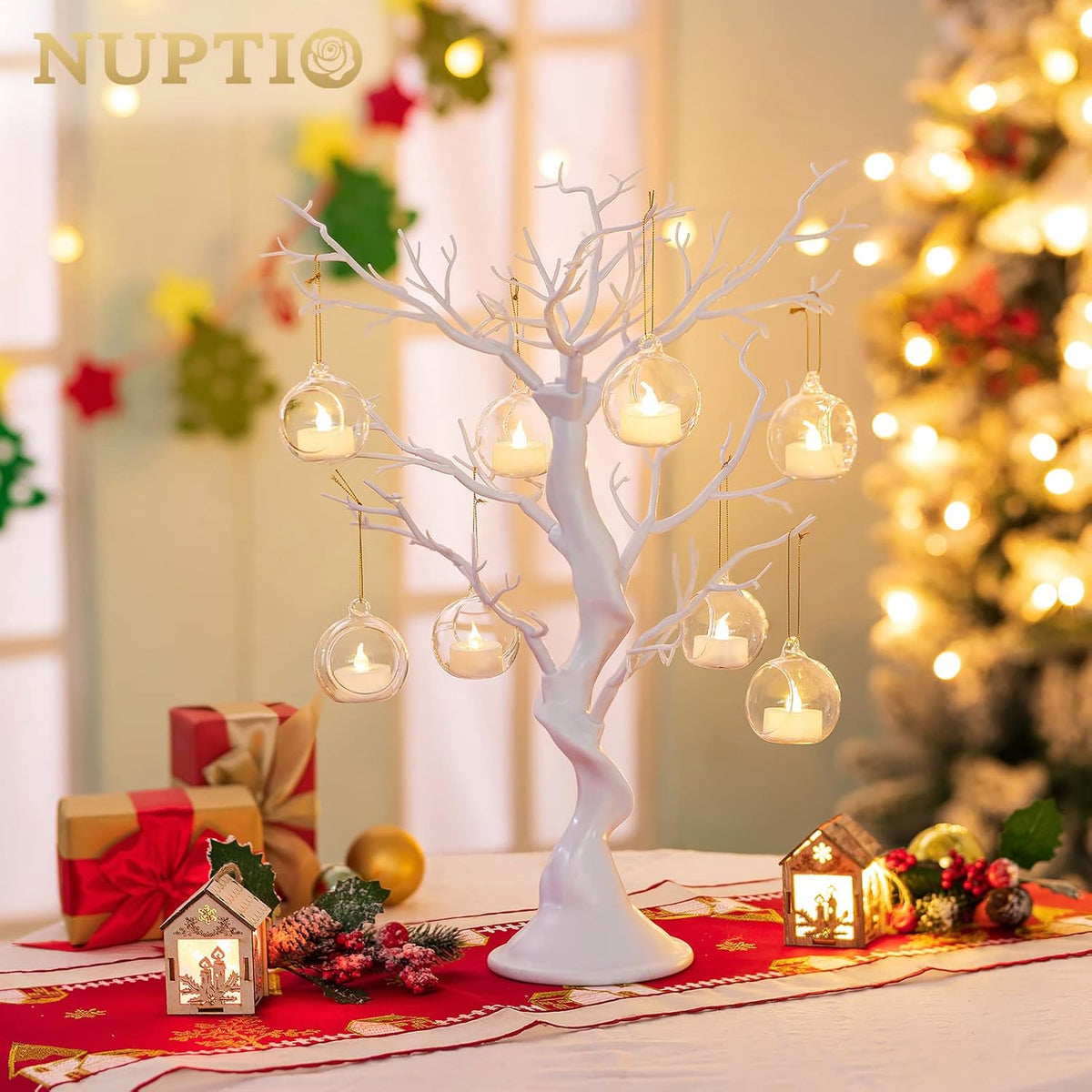 Nuptio Artificial Trees Decorative Trees: 2 Pcs White Twig Trees 22.8in Tall Halloween Decorations Wedding Centerpiece for Tables Fake Easter Tree for Christmas Thanksgiving Birthday Party Decor