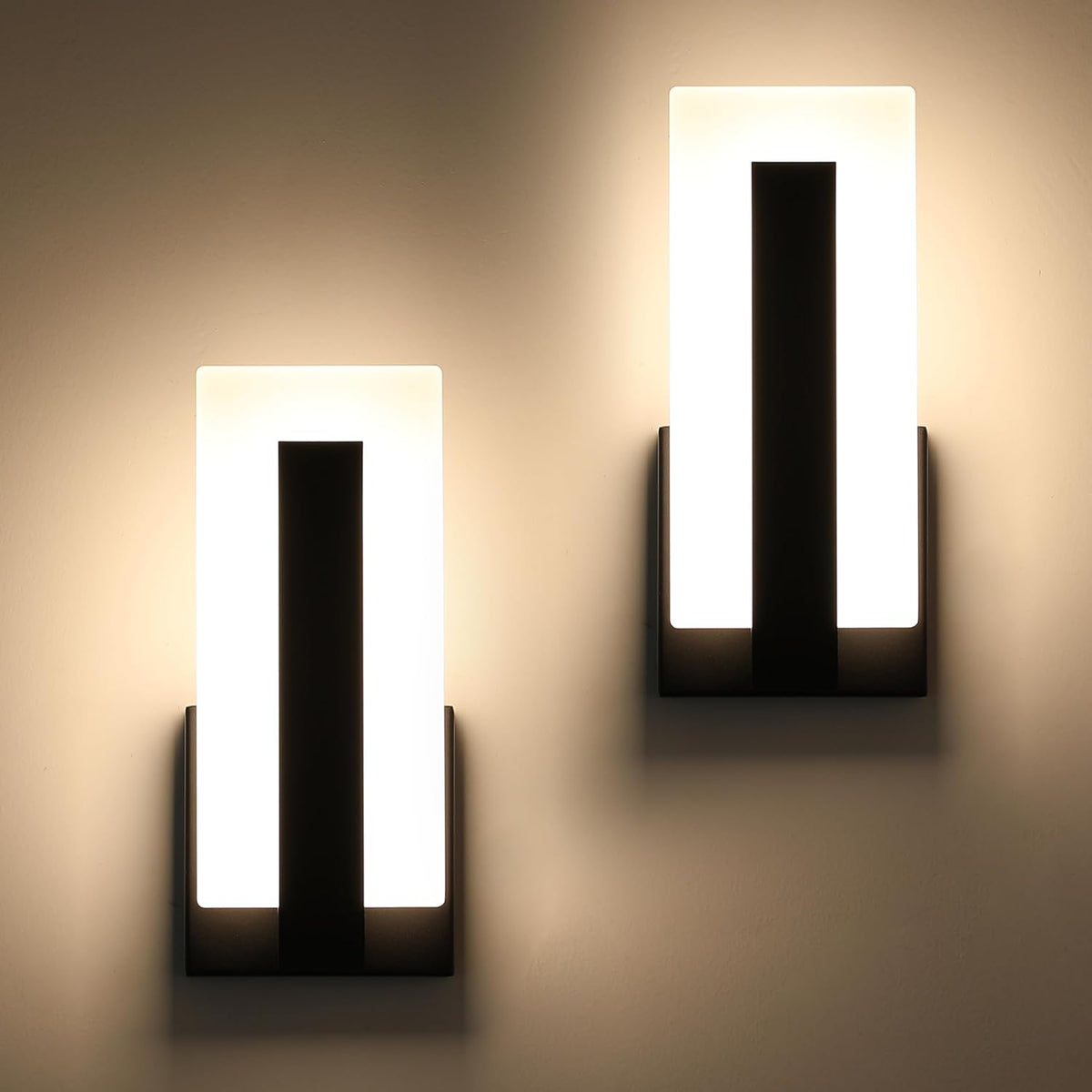 Joosenhouse Modern LED Wall Sconce Dimmable Wall Mounted Lamp Set of 2, Black 3000K Warm White Wall Lamp, Hardwired Bathroom Vanity Light, Indoor Wall Lights for Hallway, Bedroom, Study, Living Room.