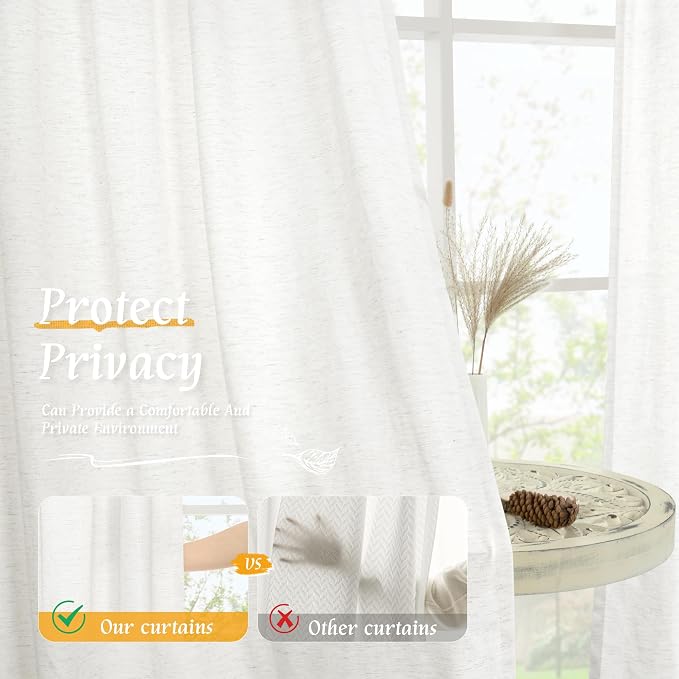 Light Filtering 63 inch Length Linen Curtains - Image 5