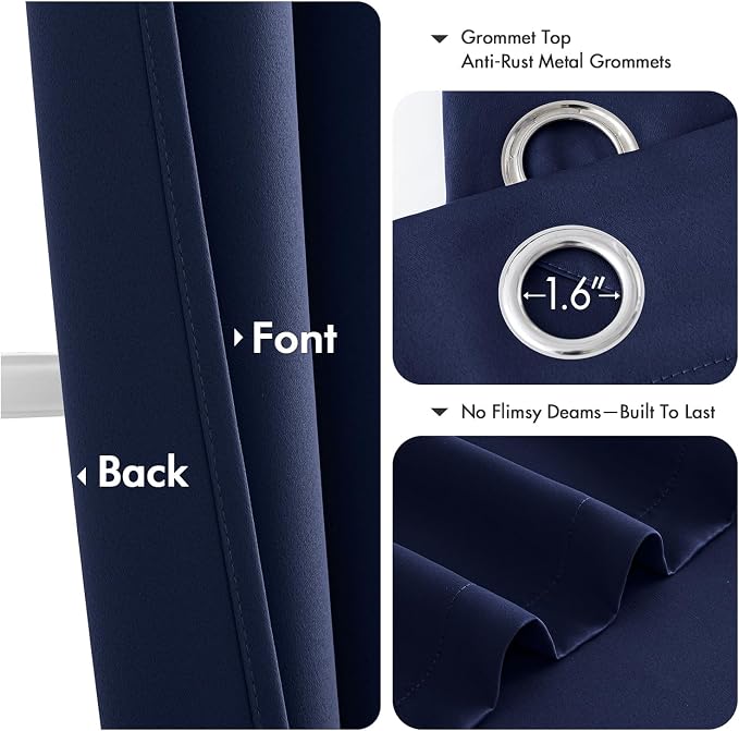 MIULEE Blackout Curtains for Bedroom 2 Panels 40 x 36 Inch Long Navy Blue | - Image 5