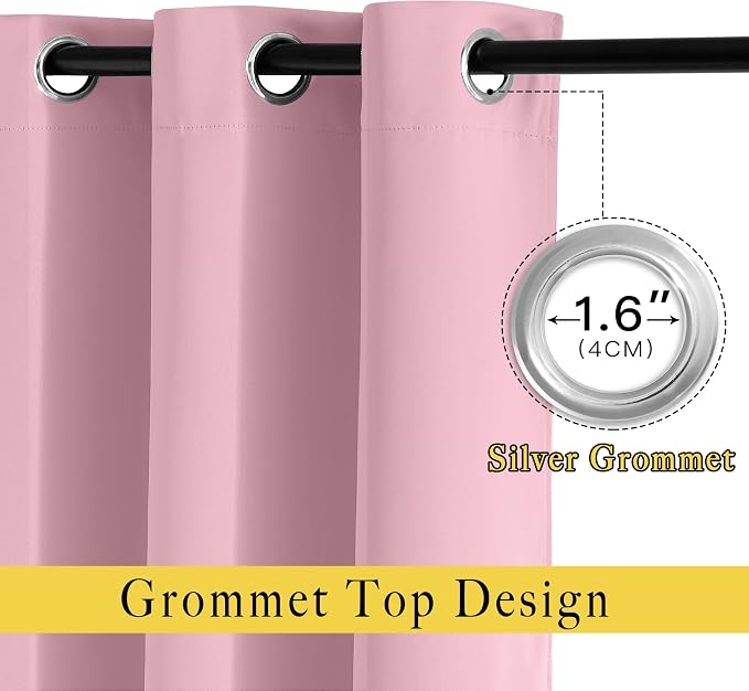 NICETOWN Rouge Pink Blackout Curtains 84 inch Length, Grommet Top Room - Image 4