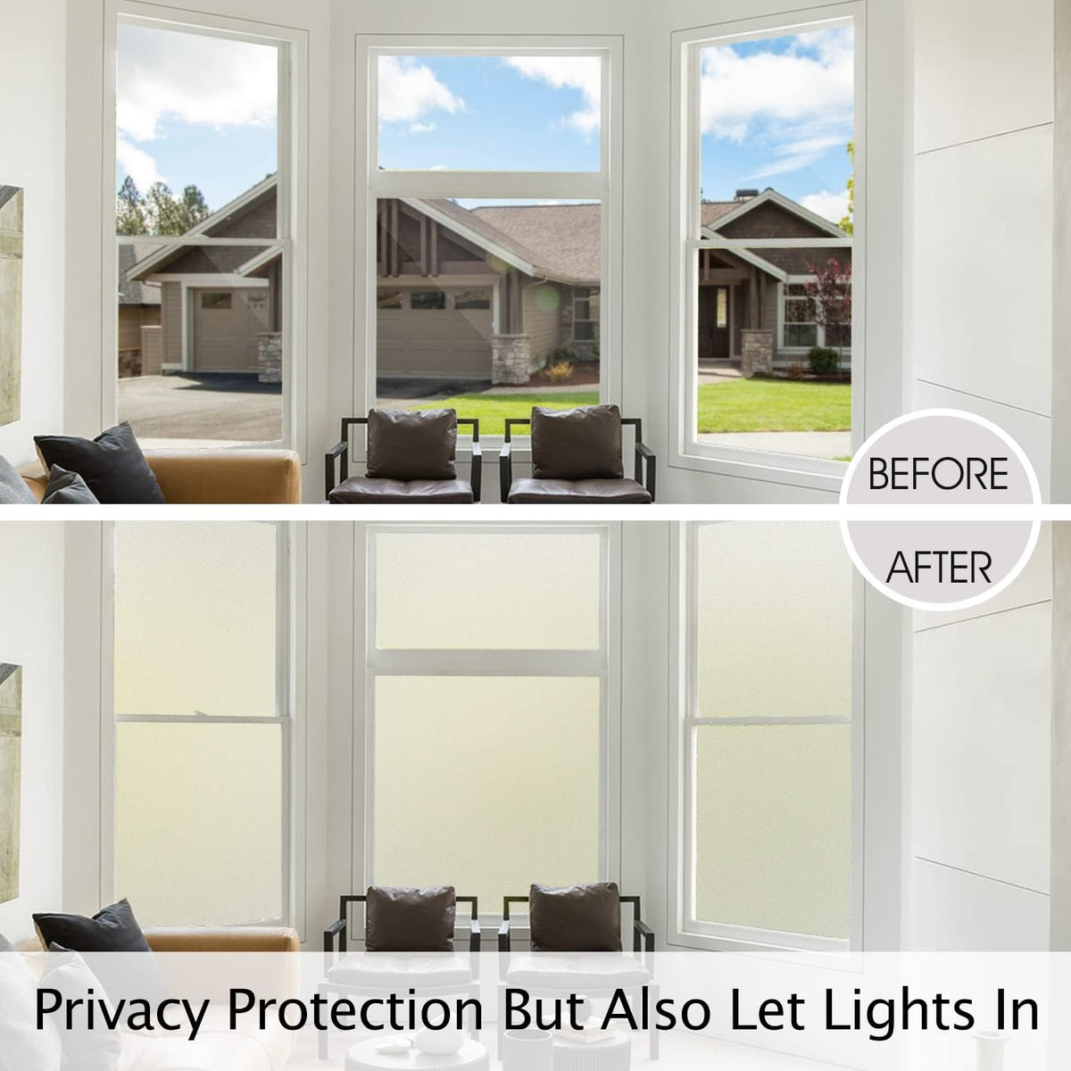 HIDBEA Frosted Window Privacy Film Heat Control UV Blocking, Static Cling Non-Adhesive Reusable Door coverings for Bathroom Home Office (Frosted, 35.4 Inch x 6.5 Feet)