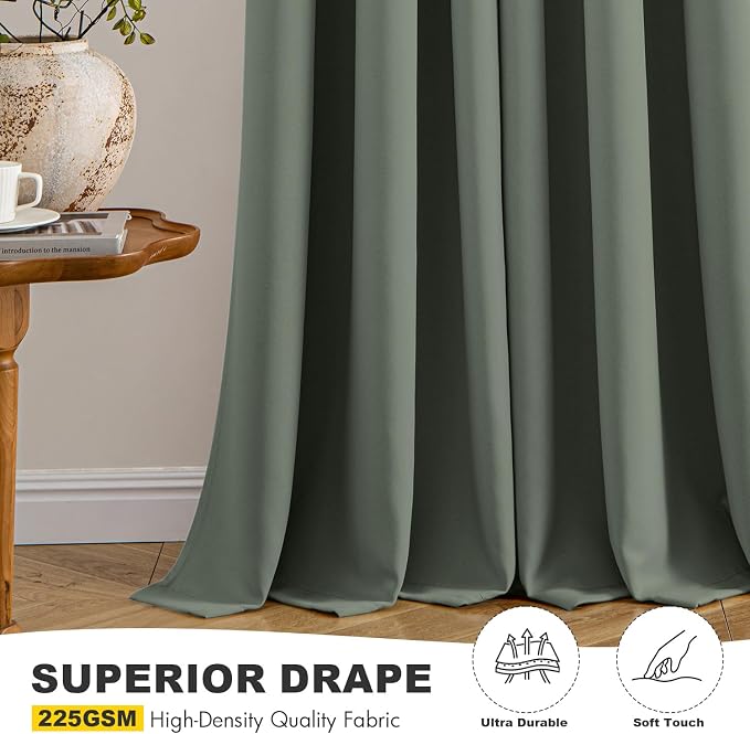 MIULEE Blackout Curtains for Bedroom 2 Panel 40 x 72 Inch Long Dark Mallard | - Image 5