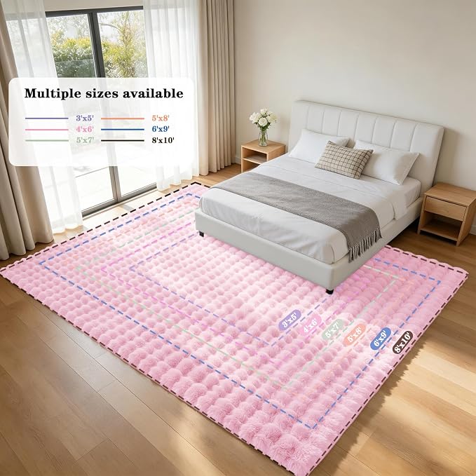 Pink Rabbit Plush Rug 2'x6', Fluffy Shaggy Area Rug - Image 9