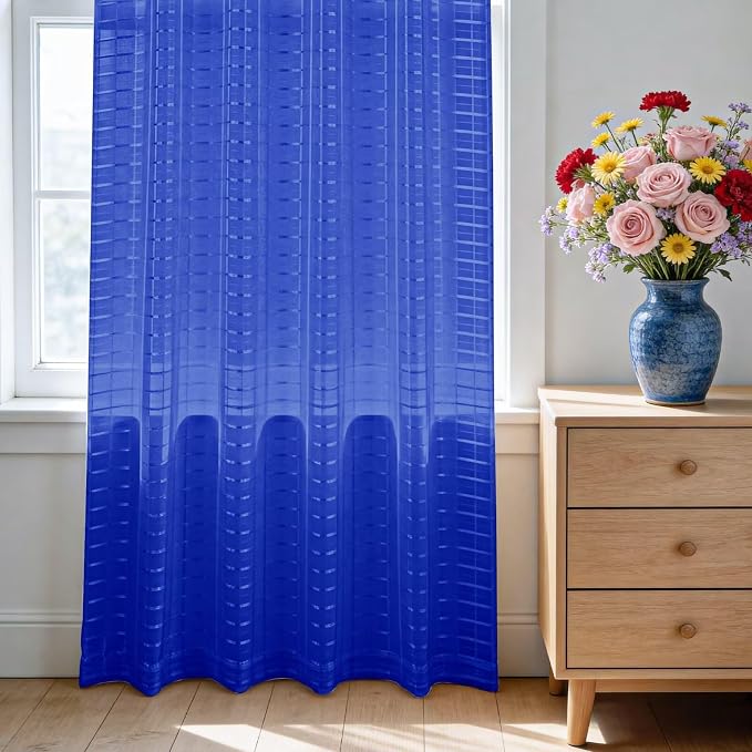 SpaceDresser Check Sheer Curtains 96 Inches Long - Image 3