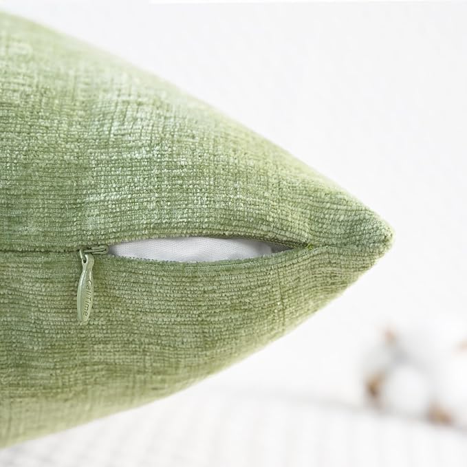 CaliTime Decorative Couch Throw Pillow Covers 18 X 18 Inches Sage Green | Pack - Image 3