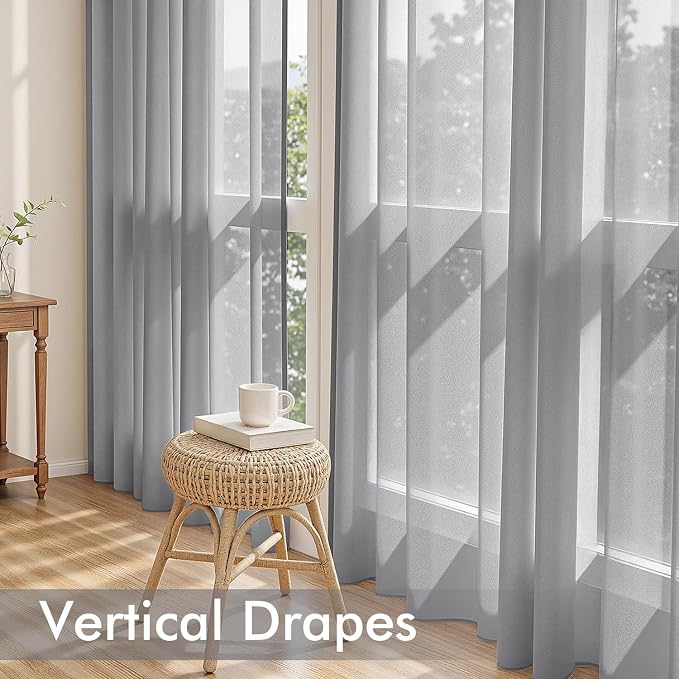 MIULEE Dark Grey Sheer Curtains 84 Inches Long 4 Panels 42 x 84 Inches | Light - Image 5