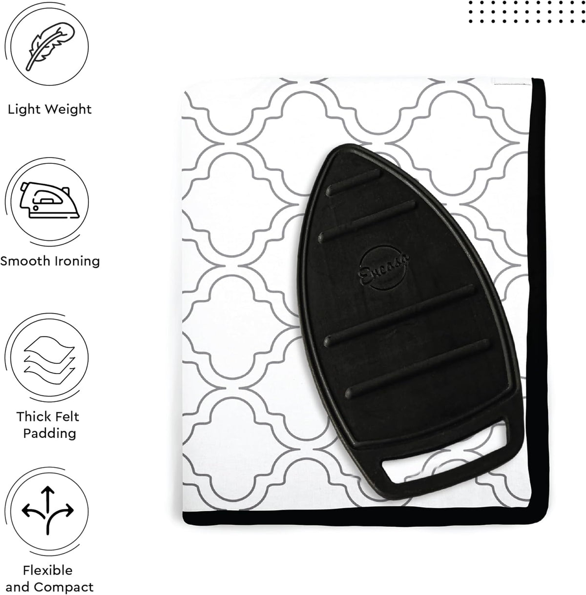 Encasa Homes Ironing Mat/Pad (Large 48"x28") with 3mm Padding & Silicone Iron Rest for Steam Pressing on Tabletop or Bed - Heat Resistant, Portable, Quilting & Travel Blanket - White Tiles