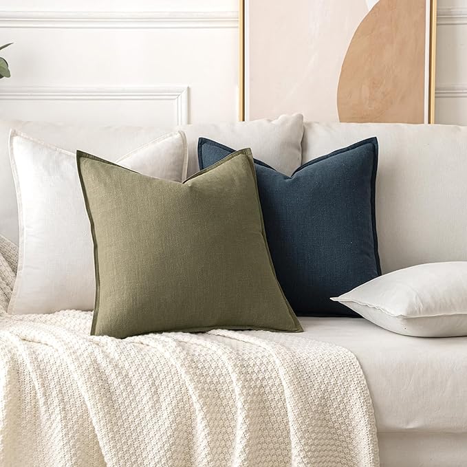 MIULEE Decorative Linen Lumbar Pillow Covers 12x20 Inch Light Olive Green | - Image 4