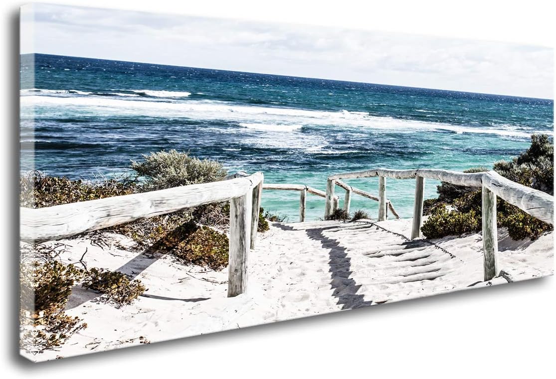 DZL Art S74250 Rottnest Island Beach Seascape Painting Sea Nature Pictures Wall Art Canvas Prints Painting Ready to Hang for Living Room Bedroom Decor Office Wall Decor Home Decoration