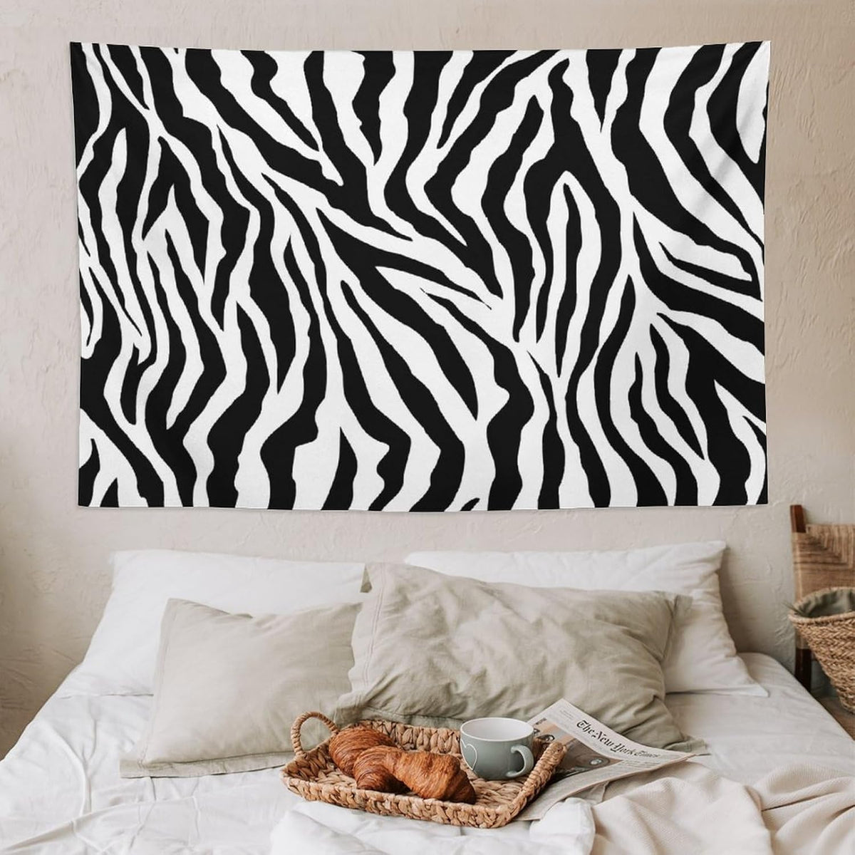 HZOHNAGO Zebra Print Tapestry Nature Wild Animals Black and White Stripe Printed Wall Tapestry Painting Wall Hanging for Bedroom Living Room Dorm 90" W x 60" H