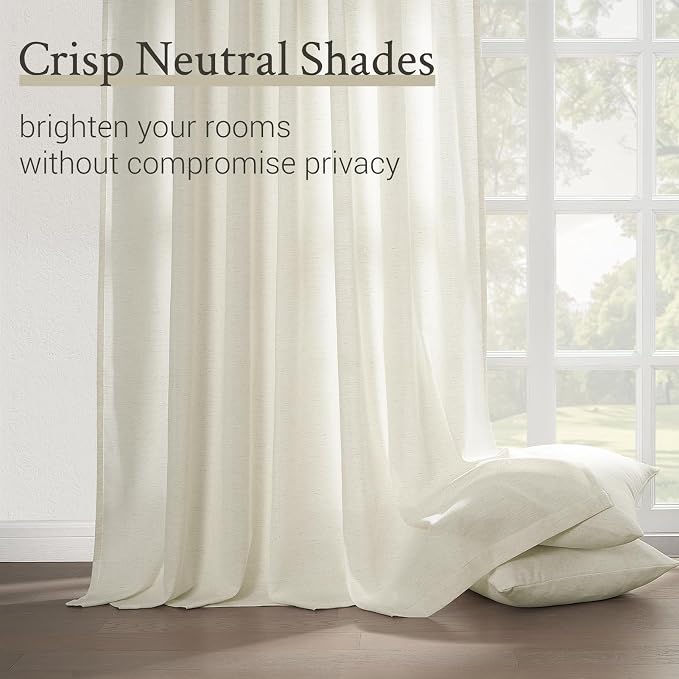 Topfinel 105 Inch Curtains 2 Panels Set, Two Packs Pinch Pleat Back Tab Linen - Image 3
