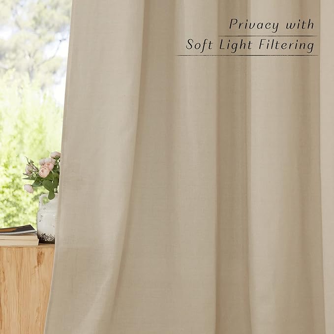 NICETOWN Rustic Linen 102 inch Long Curtains - Image 5