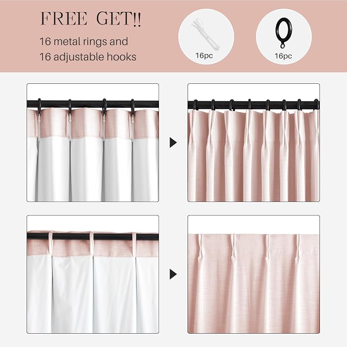 Pinch Pleated Linen Curtains 100% Blackout 84 Inches Long - Image 6