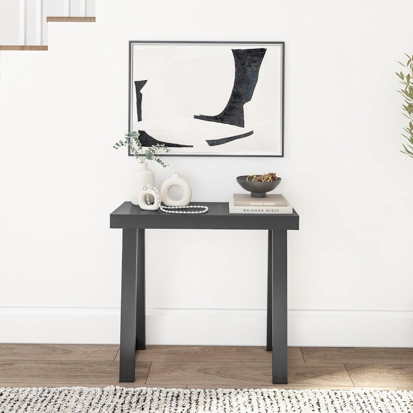 Plank+Beam Solid Wood Console Table, 36 Inch, Sofa Table, Narrow Entryway Table for Hallway, Behind The Couch, Living Room, Foyer, Easy Assembly, Black