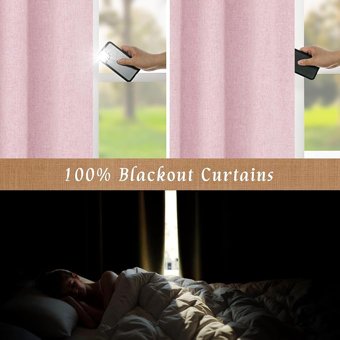 Linen Full Blackout Window Curtains - Image 3