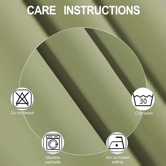 Sage Green Thermal Blackout Curtains/52 x 95 Inch/Set of 2 Panels Room - Image 4