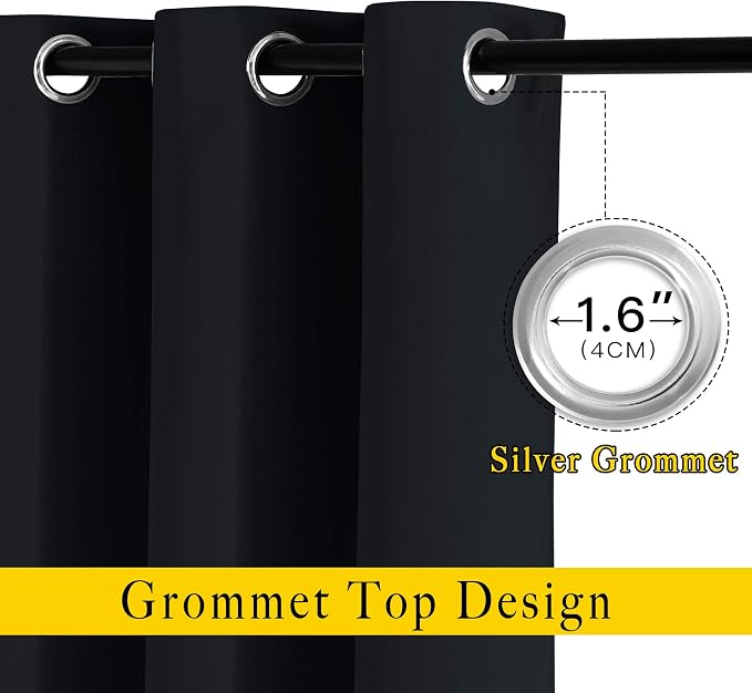 NICETOWN Black Out Curtains 96 inches Long, Grommet Thermal Insulated Blackout - Image 2