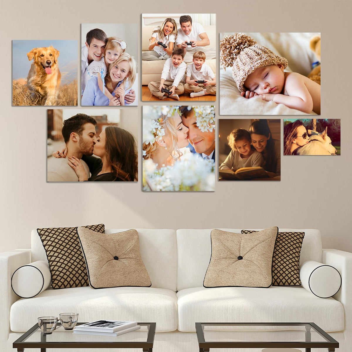 YUNART Ship Next Day - Custom Canvas Prints with Your Photos, Personalized Canvas with Pictures Print for Wall Art Bedroom, Customized Photo Gifts for Couple Men Women Mom Baby Dog Family - 12"x18"
