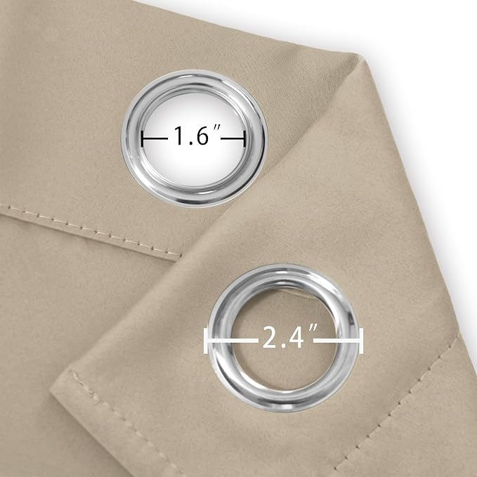 Khaki Blackout Curtains/38 x 54 Inch/Set of Two Panels Grommet Living Room - Image 5