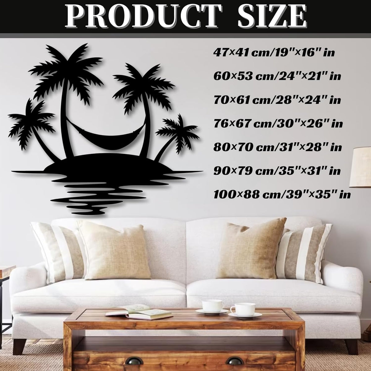 Palm Tree Metal Wall Decor,Palm Tree Outdoor Wall Art,Tropical Palm Tree Wall Decorations for Living Room,Outdoor Wall Decorations for House(24"×21",White)
