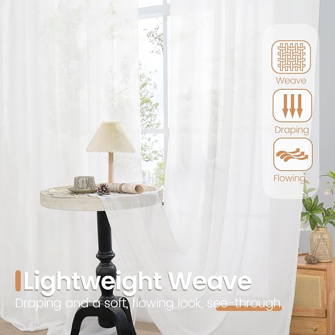 BGment White Linen Curtains 90 Inches Long - Image 5