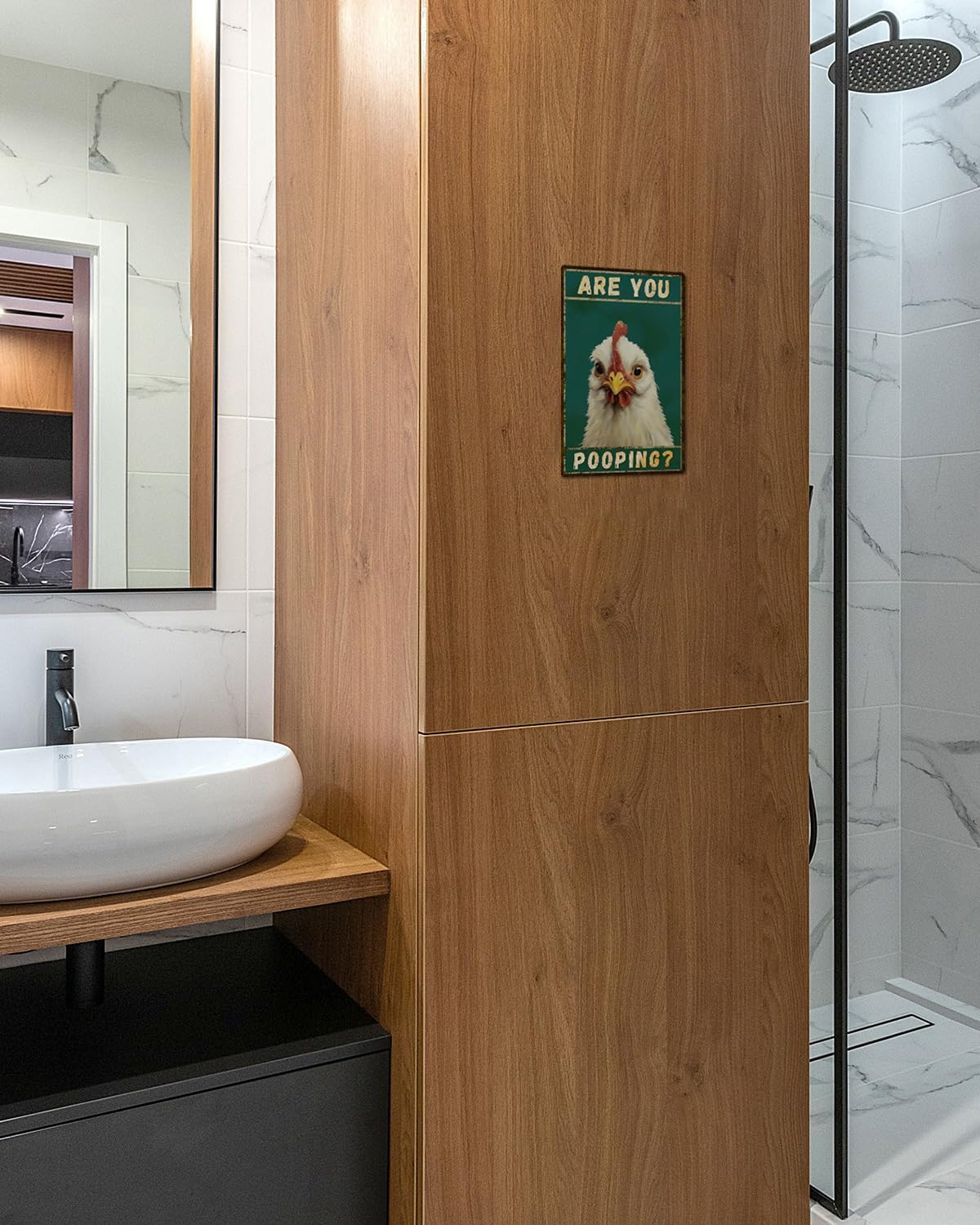 ALKB Chicken Metal Sign for Bathroom Decor - 8x12 Inch Are You Pooping Vintage Chicken Sign Gifts for Chicken Owners