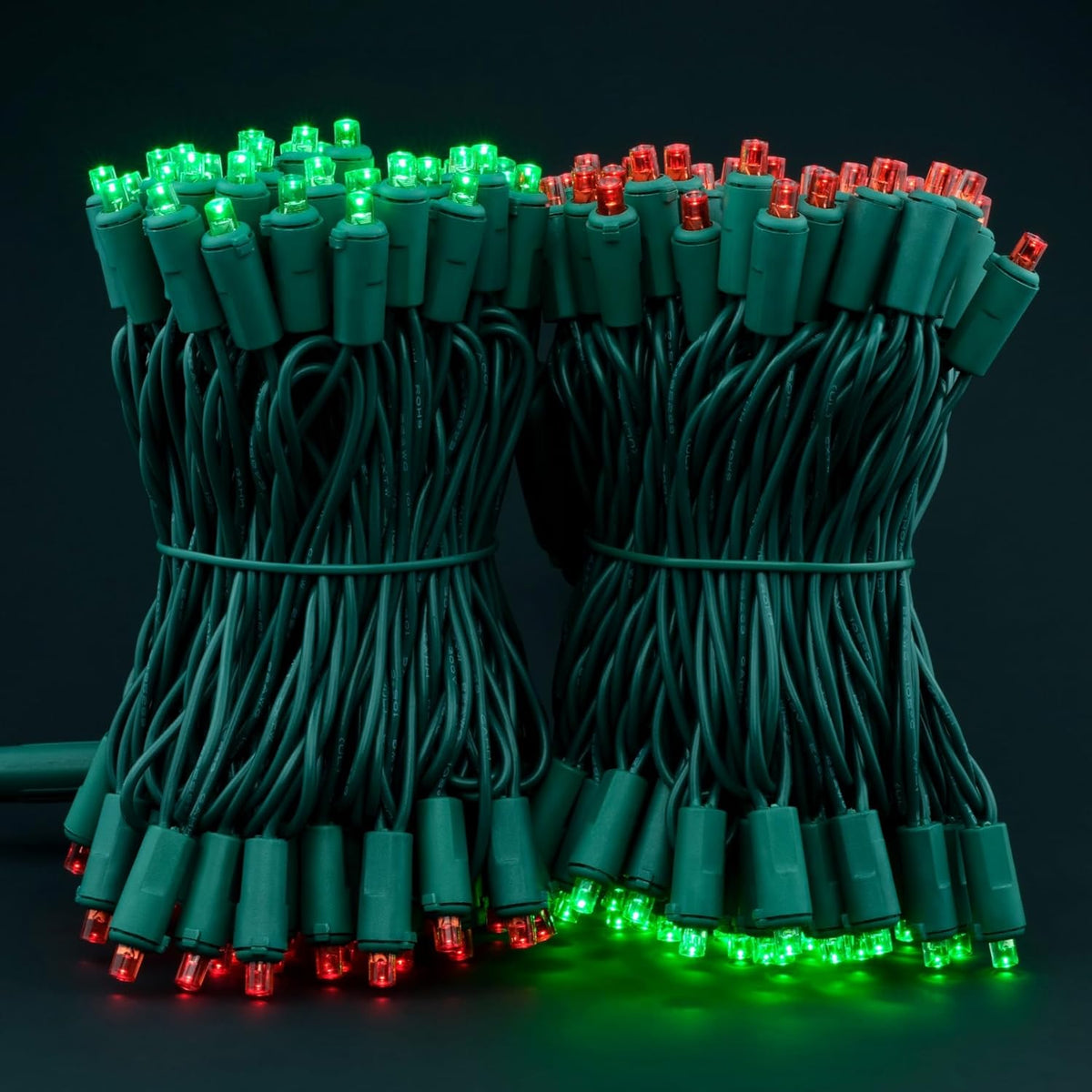 200 Count Red Green Wide Angle LED Christmas Lights, 66 ft Green Wire UL Certified Commercial Grade 5mm Holiday String Light Set (Red & Green)