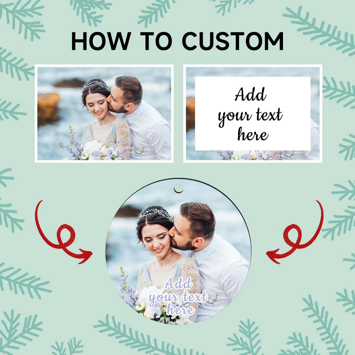 Personalized Christmas Ornaments 2025, Wood Custom Photo Text Hanging Ornament Customized Christmas Tree Decorations Gift for Family, Kids, Friends, Couples, Wedding
