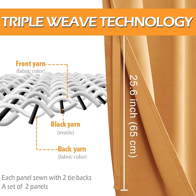 Blackout Curtains for Bedroom, Pumpkin Orange, 42 x 54 Inch | Thermal Insulated - Image 4
