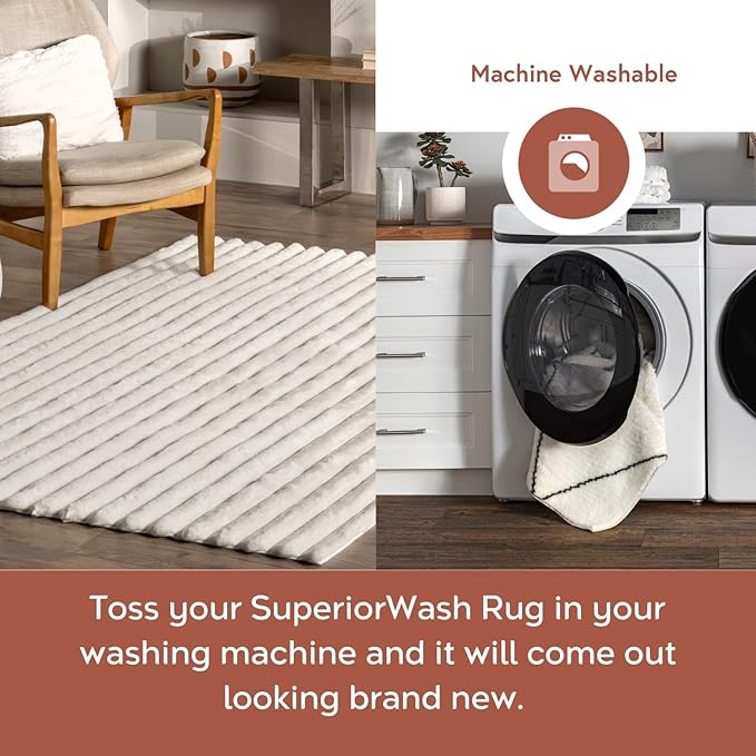 nuLOOM Kai Off White Striped Washable Runner Rug, Off White - Image 3