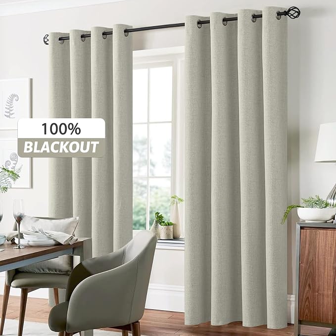 Yakamok Cream Linen Textured Curtains 90 Inches Long - Image 7
