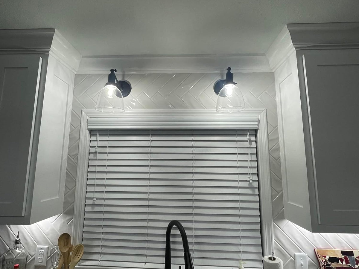 PERMO Industrial Vintage Sconces Slope Pole Single Sconce with 6.7" Oval Dome Clear Glass Shade Matte Black Wall Sconce Wall Mount Light Fixture for Bathroom Bedroom Entryway Home Office Kitchen