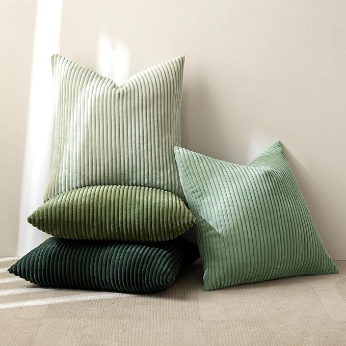 MIULEE Soft Corduroy Decorative Throw Pillow Covers Forest Green 22x22 | Set of - Image 5