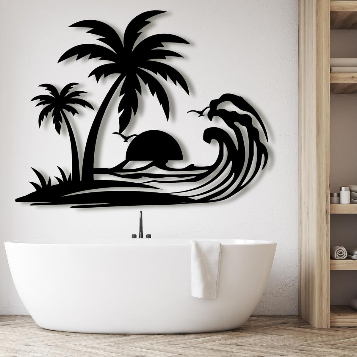 Palm Tree Metal Wall Decor,Palm Tree Metal Wall Art,Metal Palm Tree,Metal Palm Tree Wall Decor,Tropical Metal Wall Art,Beach Wall Decort,Metal Wall Decor (style 1,black,31 L" x 25 W" / 80 x 63 cm)