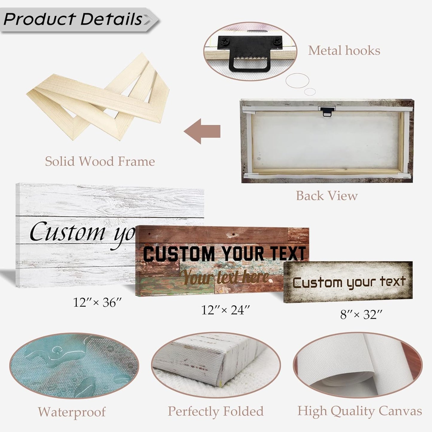 LZIMU Custom Signs for Wall Personalized Canvas Prints Sign with Your Text Customized Family Sign Wall Art for Rustic Farmhouse Home Decor (10"x20")