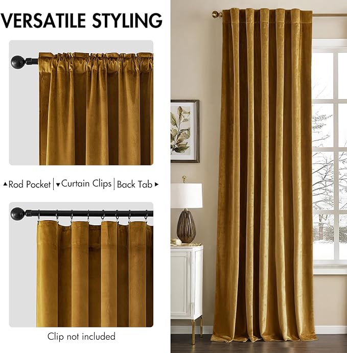 MIULEE Velvet Curtains Extra Wide 72x84 inches Gold Curtains | Luxury, Room - Image 2