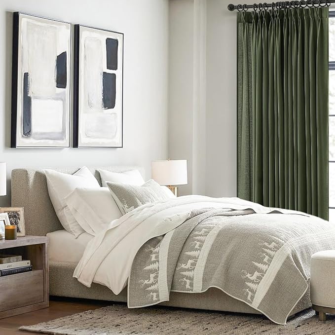 Topfinel 96 Inches Long Pinch Pleated Semi Sheer Curtains, Olive Green Linen - Image 8