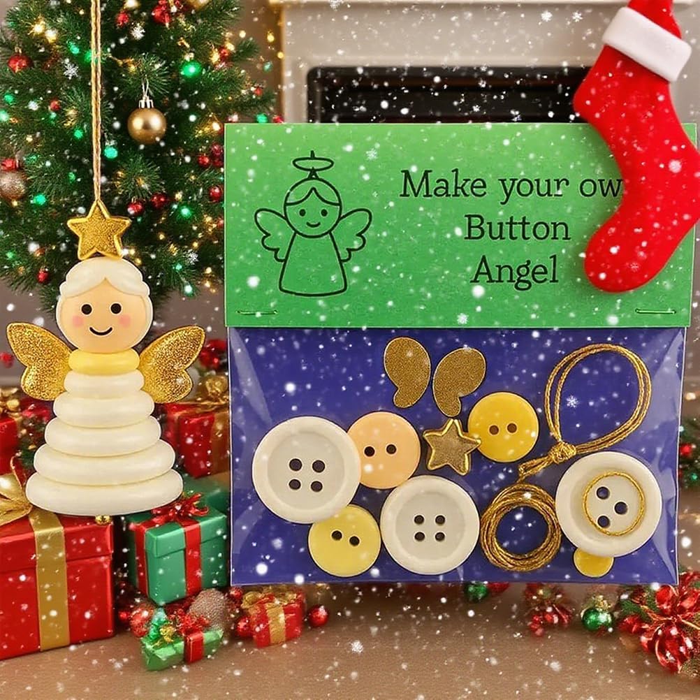 DIY Christmas Button Ornament Making Set - Snowman/Santa/Angel, Fun Holiday Craft Kit for All Ages, Ideal Xmas Tree Hanging Decor & Festive Gifts (C 12)