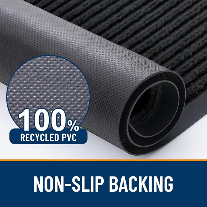 OLANLY 2-Pack Front Door Mats 47x23, Waterproof Heavy-Duty Doormats | Black - Image 3